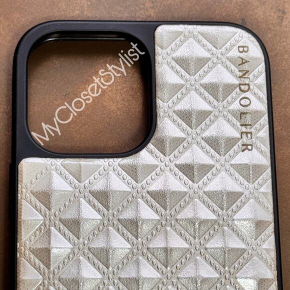 BANDOLIER Pyramid Studs iPhone 13 Pro Max RARE CASE Purse NEW! pouch gold unisex - Picture 4 of 11